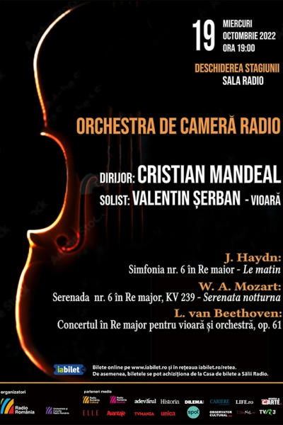 Dirijorul CRISTIAN MANDEAL si violonistul VALENTIN SERBAN deschid stagiunea ORCHESTREI DE CAMERA RADIO